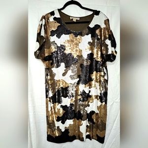 Michael Kors Sequin Camo Dress- Womens, Size Large